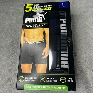 Puma‎ SportLuxe Performance Boxer Briefs 5-Pack Moisture Wicking Sport Stretch
